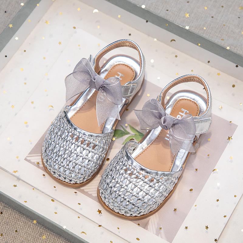 New Girls' Sandals Soft Soled Girls' Princess Shoes Anti Slip Children's Shoe Fashion Girls' Woven Shoe Hollowed Out Girl Shoes