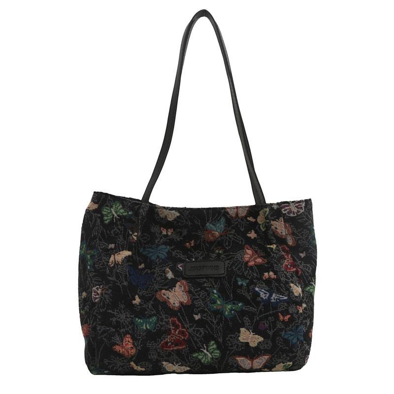 Chic 2024 New Black And White Canvas Tote Bag With Zipper For Daily Use