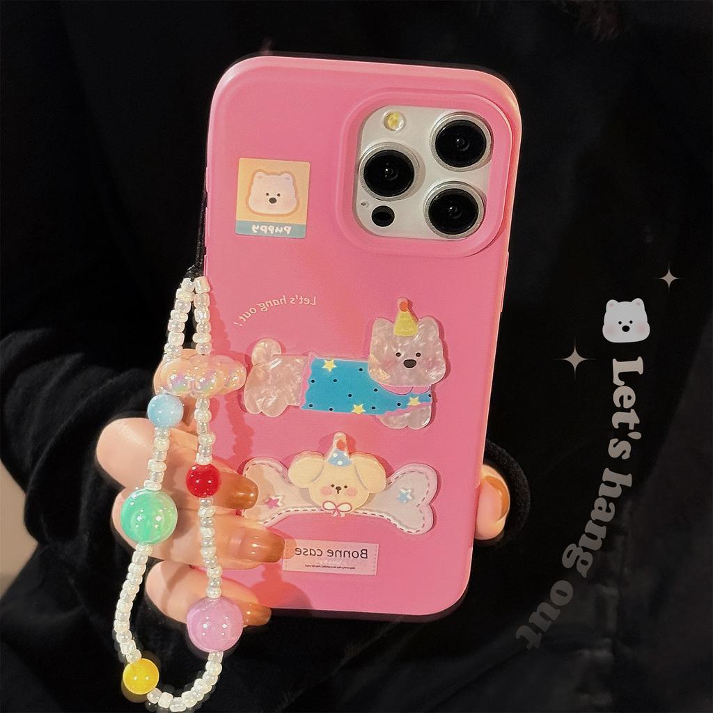 Bones Puppy Shell Iphone16 Mobile Phone Case Apple 15 Suitable for 17pro Max Hanging Chain 13 Three Dimensional