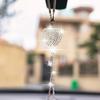 Rhinestone Crystal Plush Pendant Auto Rearview Mirror Ornament Bling Car Mirror Hanging Accessories Car Interior Decoration