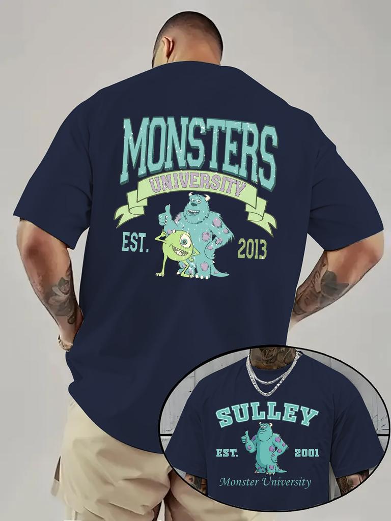 2026 Summer Disney Monsters University Printed Pure Cotton Tshirt Fashionable Loose Shortsleeved for Both Men and Women