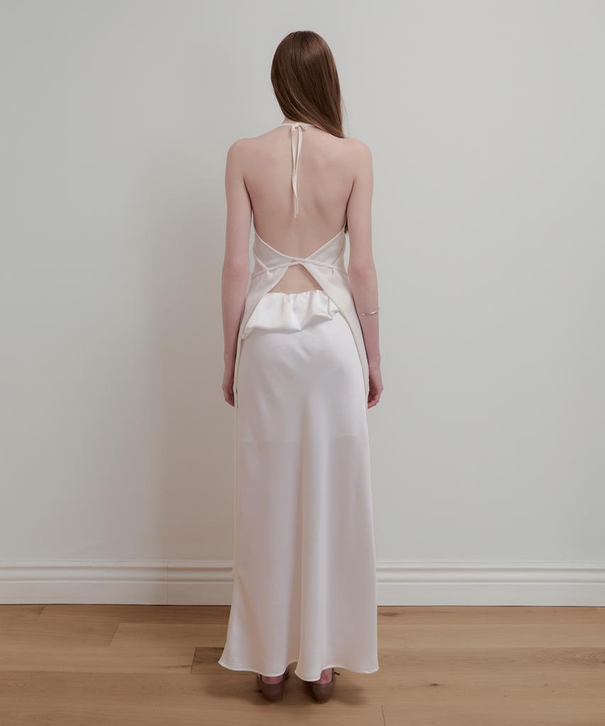 Aobteu Balloon Detail Satin Skirt - White