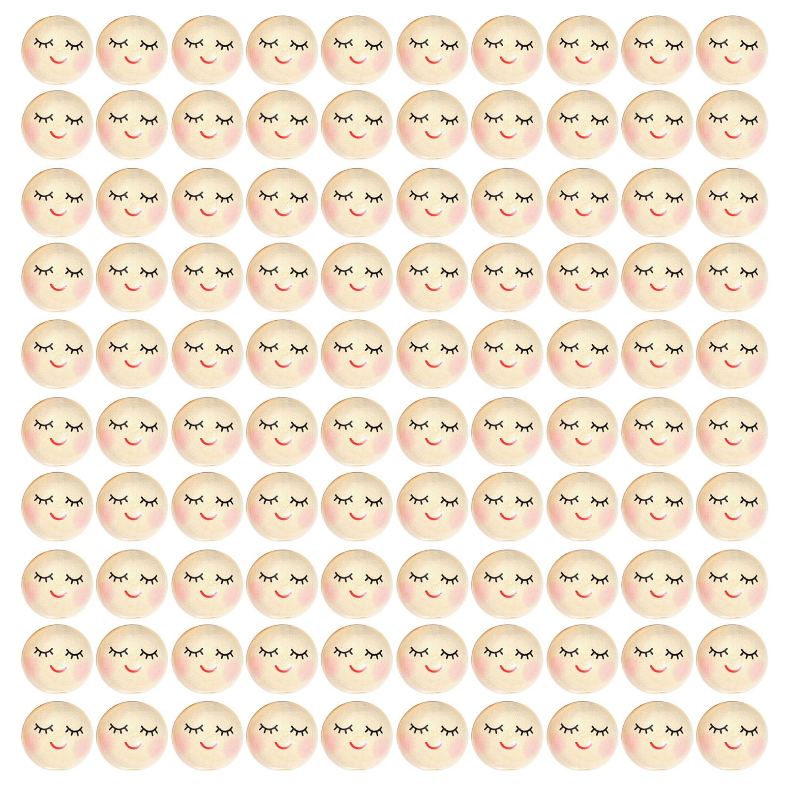 

100 шт. Улыбающиеся деревянные бусины из натурального дерева для изготовления деревянных лицевых бусин, деревянных шариков с отверстием для самостоятельного декора