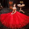 1011 New Bright Gilt Red Bride Wedding Toast Solo Stage Performance Evening Dress Spring
