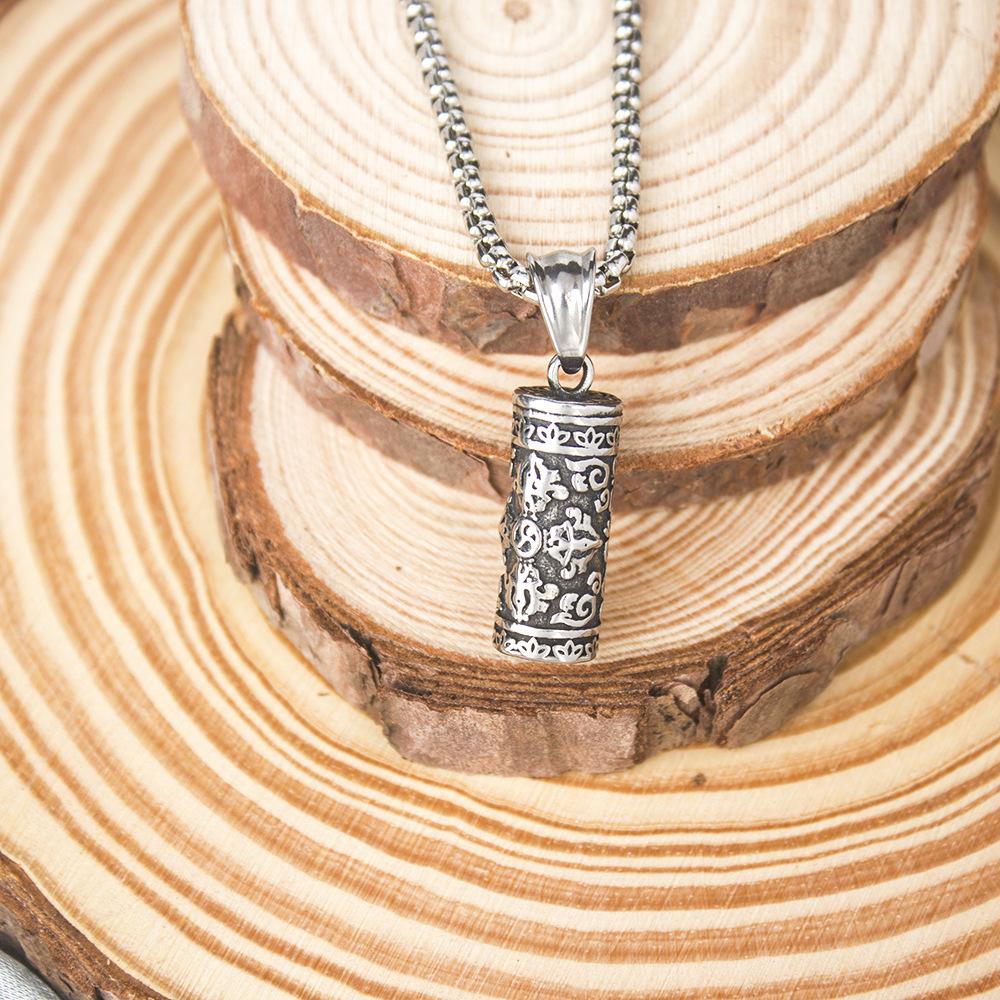 European and American Titanium Steel Necklace Men's Hip Hop Bounce Di Mantra Pendant Pendant ,A Gift for My Boyfriend