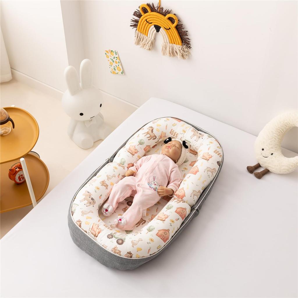 Lukaedy Portable Crib for Compact Folding Baby Gift Bed-in-Bed Newborns, Foldable, Co-sleeping Crib, Portable, Breathable, Washable, Bed,