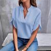 2024 Summer Fashion Women's V-neck Loose Solid Color Casual Top