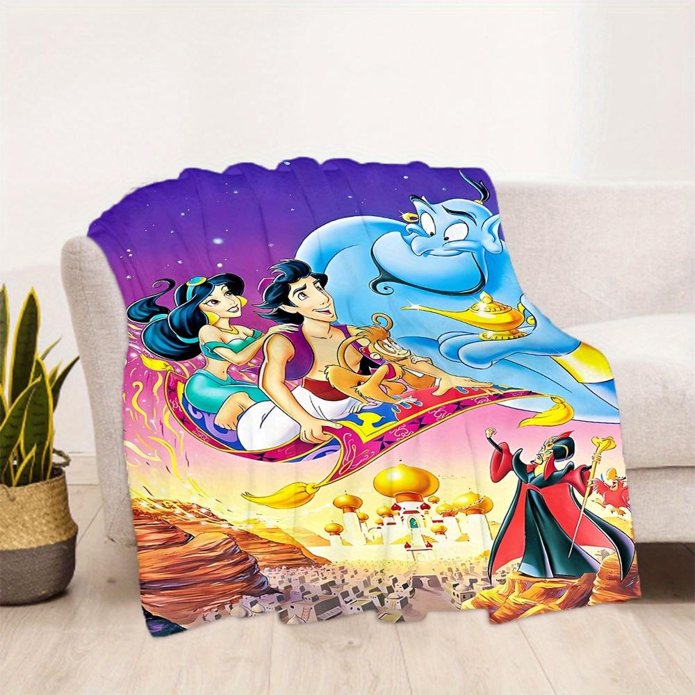 1pc, Aladdin's Genie and Jasmine On a Flying Carpet Blanket Room Decor, Soft Bedding Cover, Living Room, Travel, Camping