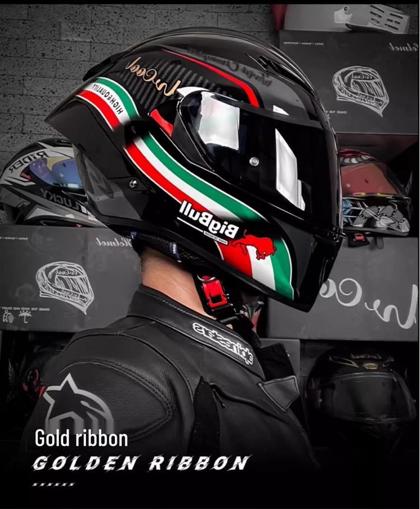 Unisex Carbon Fiber Full-Face Motorcycle Helmet with Bluetooth & Anti-Fog, 3C Certified for All Seasons