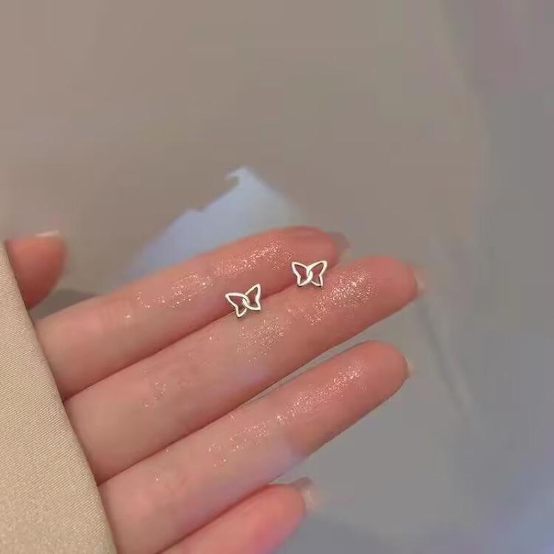 S925 sterling silver ear needles new temperament simple and small stud earrings women's earrings ear holes anti-blocking earrings jewelry