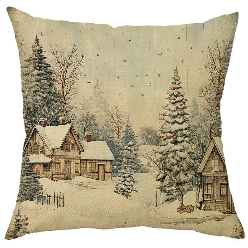 

Наволочка з різдвяним лляним принтом для дому, дивана, автомобіля та офісу 45cm x 45cm