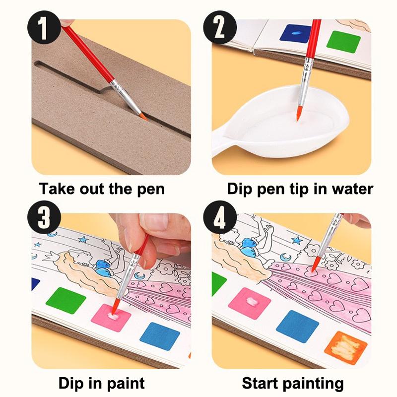 12/20 Premium-Quality Sheets First-Class Portable Superior-Grade Coloring Premium-Quality Book Superior-Grade Children High-Standard Watercolor