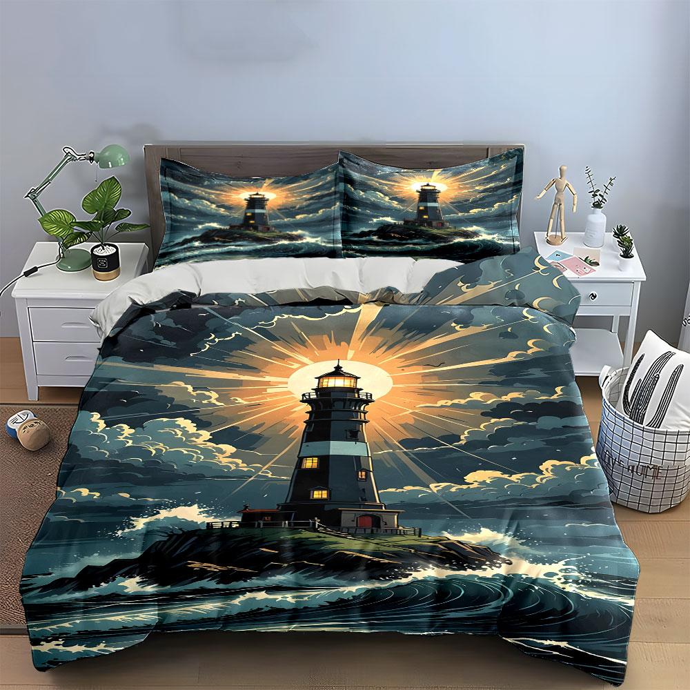 "Radiant lighthouse serenity." Bedding sets Duvet covers Pillowcases(1* Duvet Cover 2* Pillowcases without duvet insert)