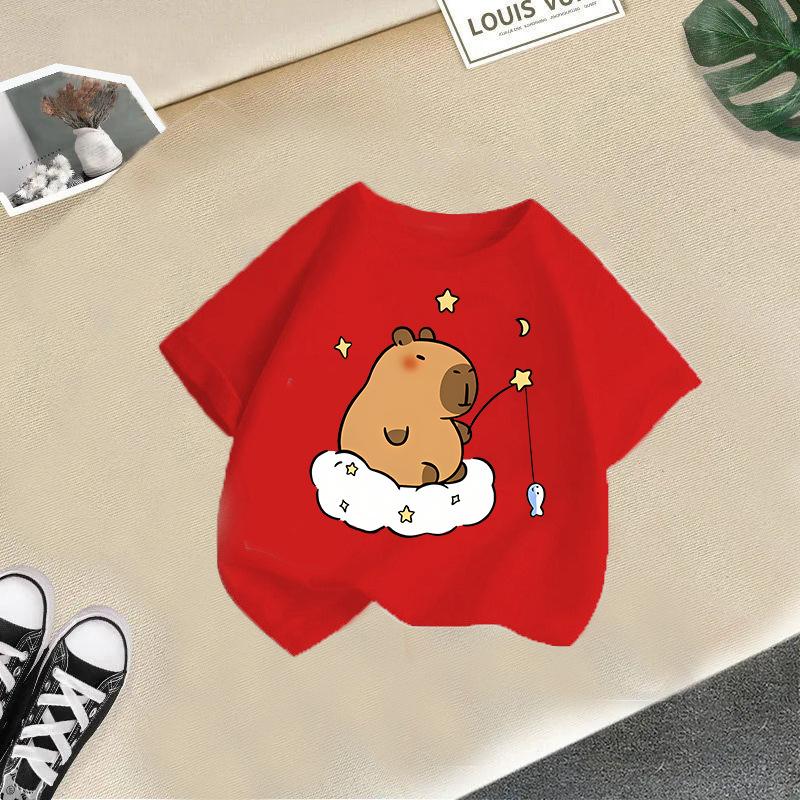 Children's Casual Short-sleeved T-shirt, Summer Boys' And Girls' Cute Capri Blouse