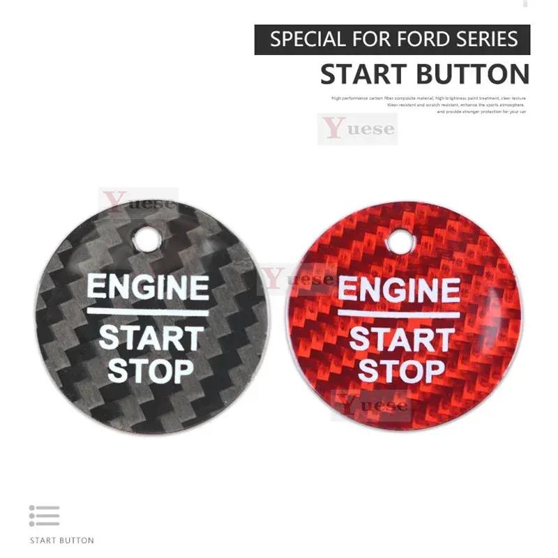 For Ford Mondeo 2013- Car Engine Start Stop Button Cover Real Carbon Fiber Sticker nero