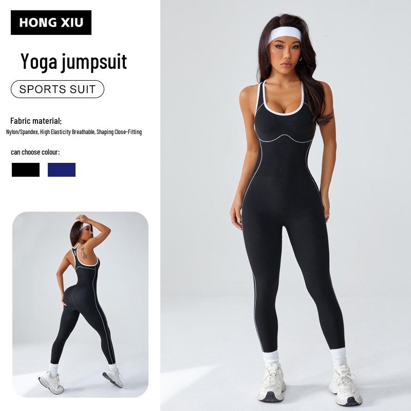 Kleurrijke Yoga Bodysuit: Sportieve, Stijlvolle Lange Jumpsuit voor Hardlopen & Fitness