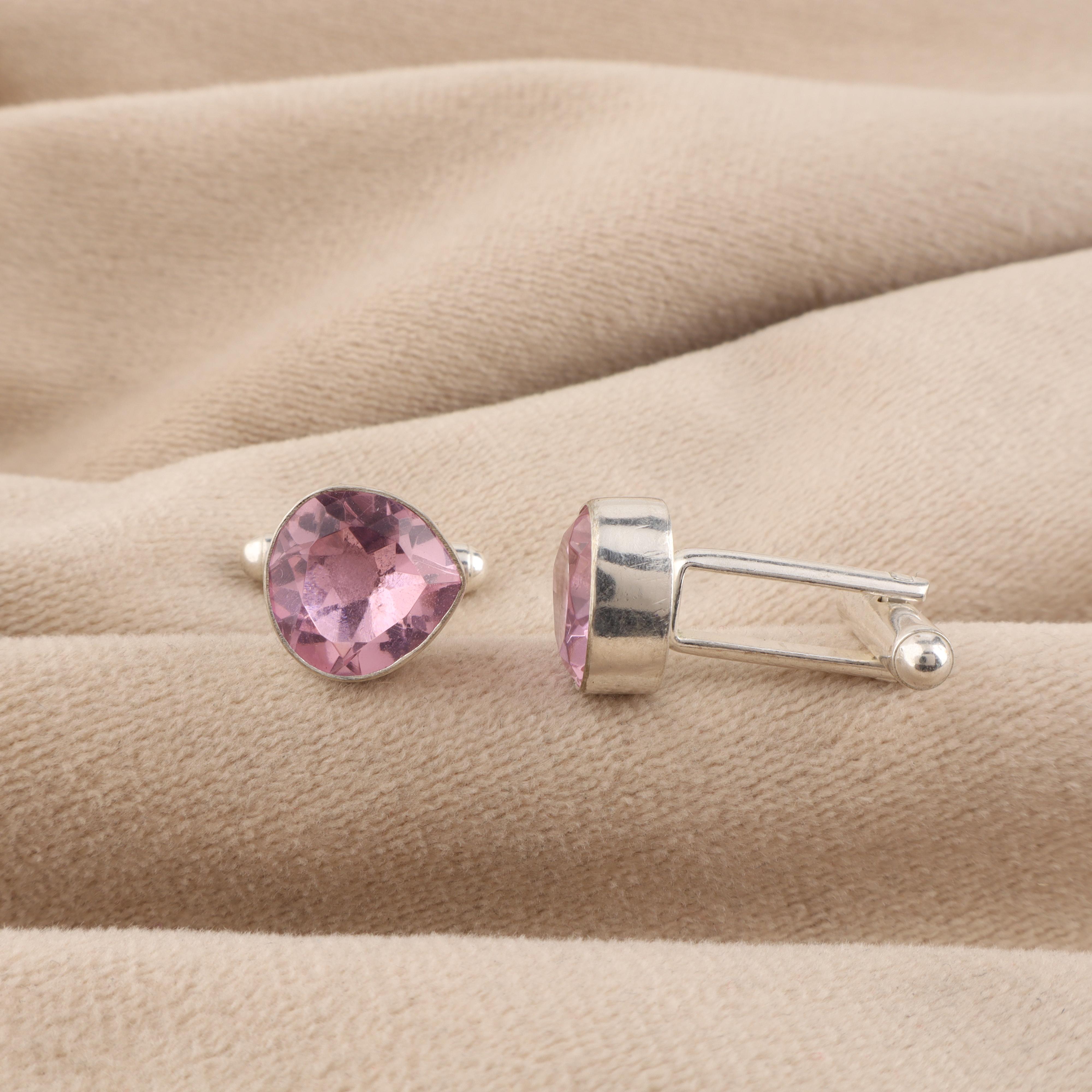 

Morganite Gemstone 925 Sterling Silver Men s Shirt Cufflinks 1 For Birthday CL-10-13