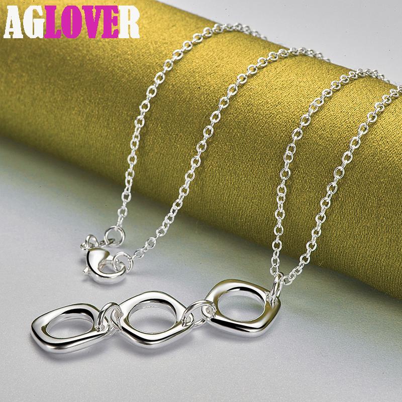Gioielli con collana con pendente rotondo quadrato geometrico in argento sterling 925