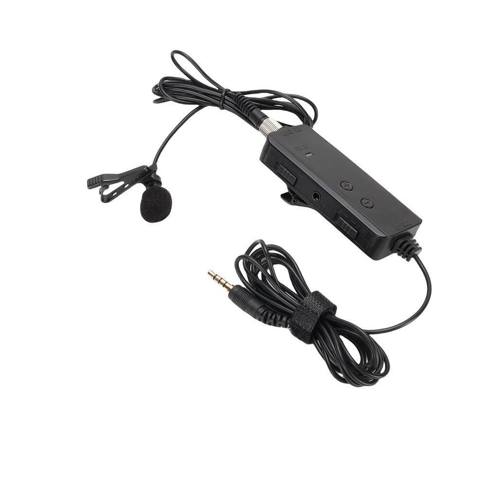 Lavalier Lapel Microphone Plug and Play Microphone Amplifier Clip on Mic with Monitoring Headphones for Video Recording