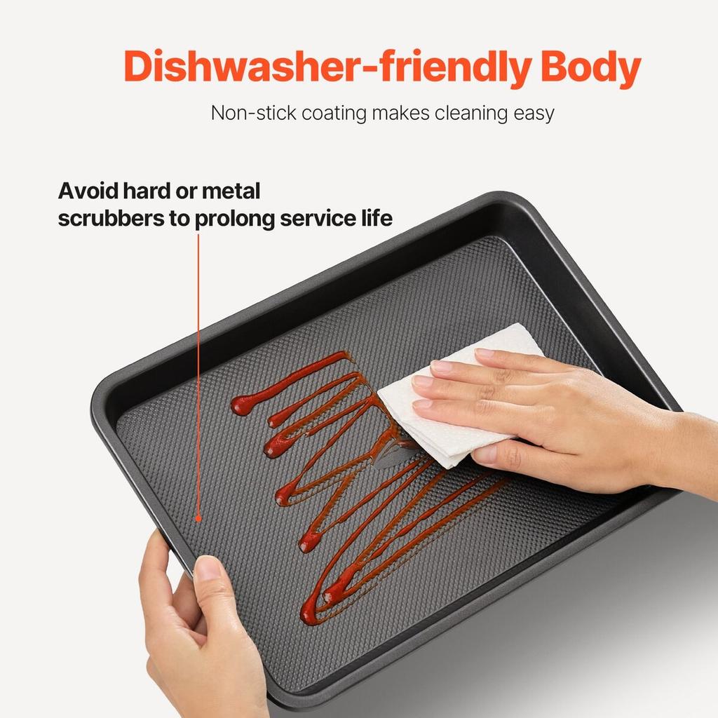 Baking Pan Set 3-Piece Nonstick Carbon Steel Set with Silicone Handles