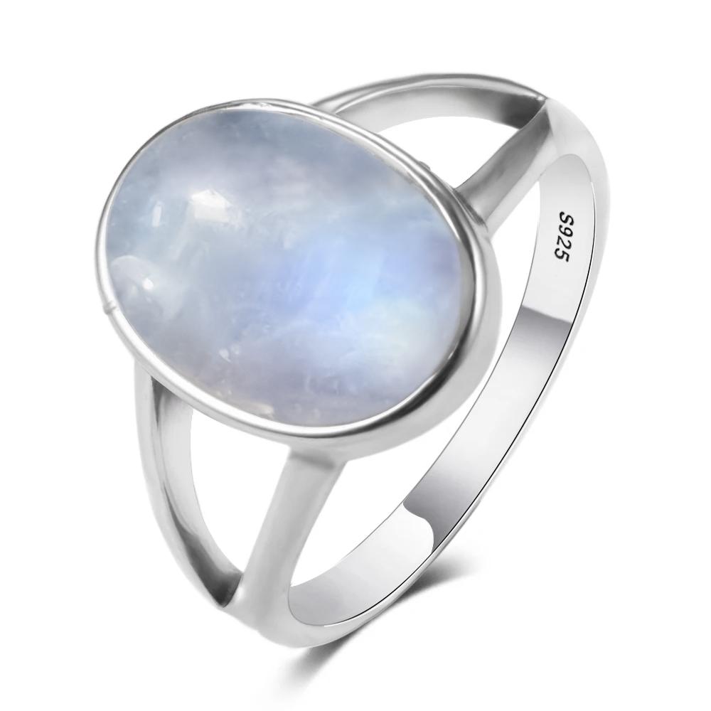 925 Silve Ring with Natural Moonstone Oval 8*10MM Simple Minimalist Twist Ring Party Gifts Fine Jewelry for Women