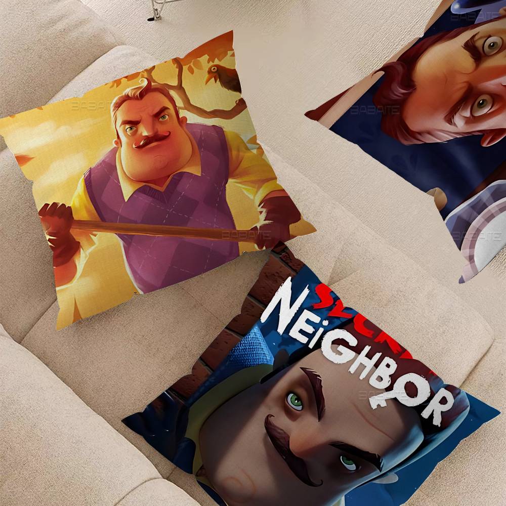 Beliebtes Horrorspiel H-Hello N-Neighbor 2 Kissenbezug Sofakissenbezug Heimzimmerdekoration Kindergeschenk