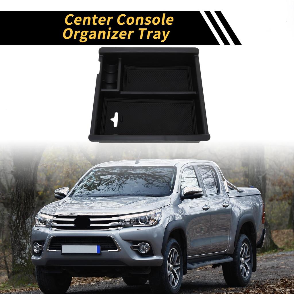 REPAIROCK Center Console Organizer Tray Armrest Storage Box Insert Tray Plastic Black for Toyota Tacoma 2016-2021