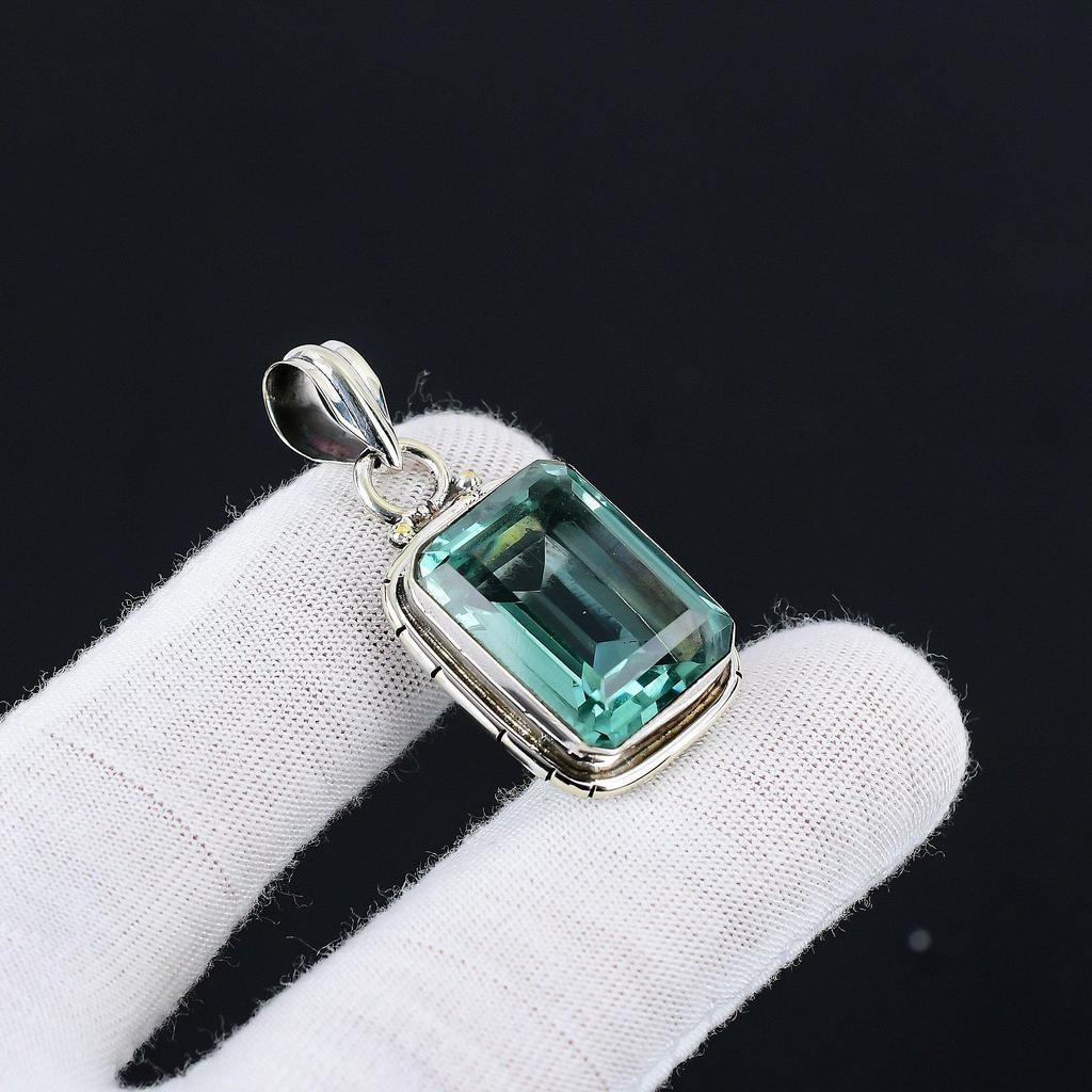Green Apatite Handcrafted 925 Sterling SIlver Pendant Small Pendant Green Apatite Gemstone Silver Pendant For Gifts