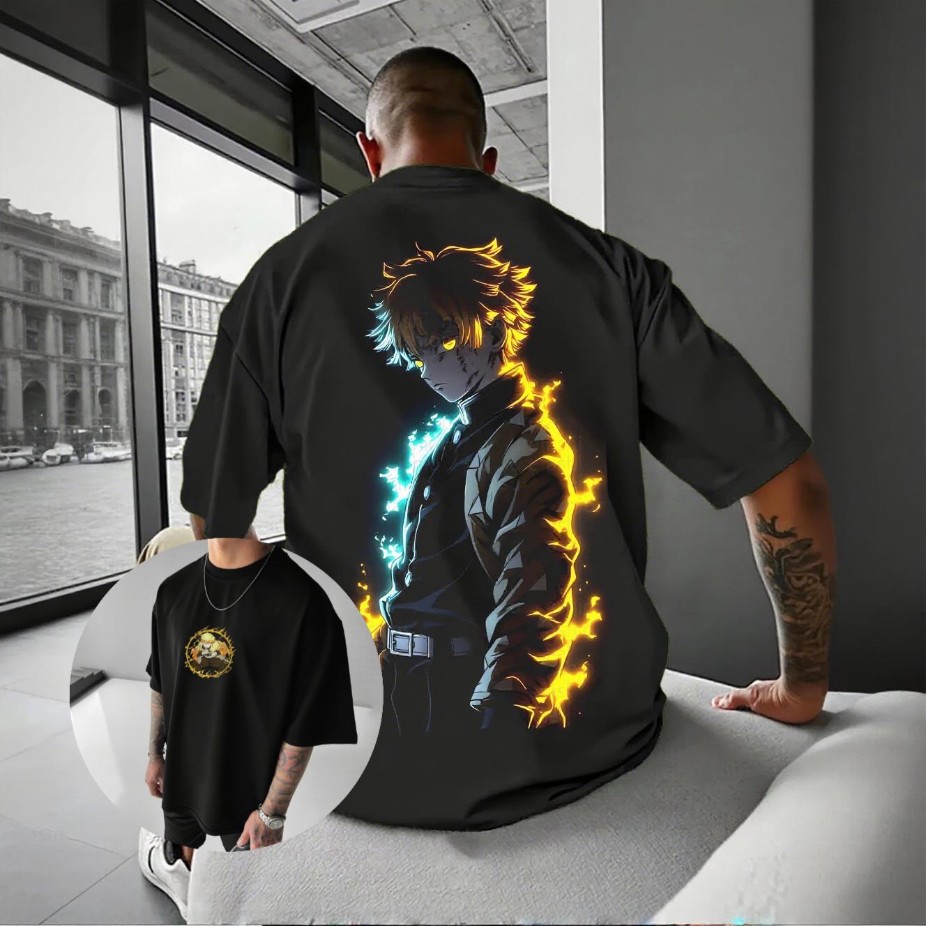 

Хип-хоп футболка с принтом Аниме Клинок Рассекающий Демонов Y2K Весна-Лето Новая Коллекция для Мужчин Повседневная Мода Подходит и для Мужчин, и для Женщин S