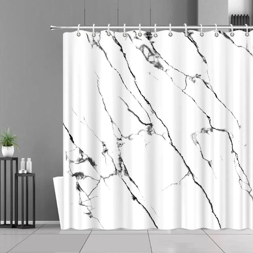 Blue Gold Marble Shower Curtains Golden Cracked Lines Abstract Modern Home Washable Polyester Fabric Bath Curtain Bathroom Decor
