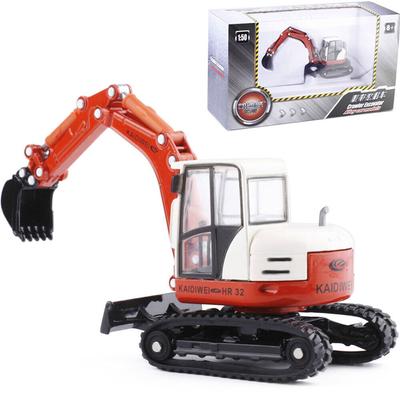 Kompakter Bagger-LKW im Maßstab 1/50, orangefarbenes Metallmodell aus Druckguss