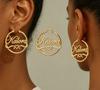 Personalized Custom Name Heart Hoop Earrings Stainless Steel Gold Plated Fashion Jewelry Custom Name Initial Heart Hoop Earrings