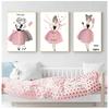Watercolor Kawaii Cartoon Girl Posters and Prints Wall Art Canvas Painting