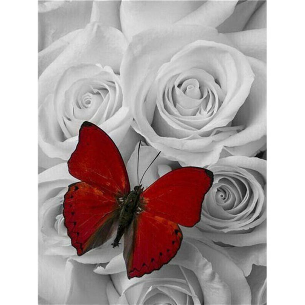 5D Diamond Painting Flower Rose Skull Art Diamond Embroidery Black and White Picture DIY Cross Stitch Set Home Decoration