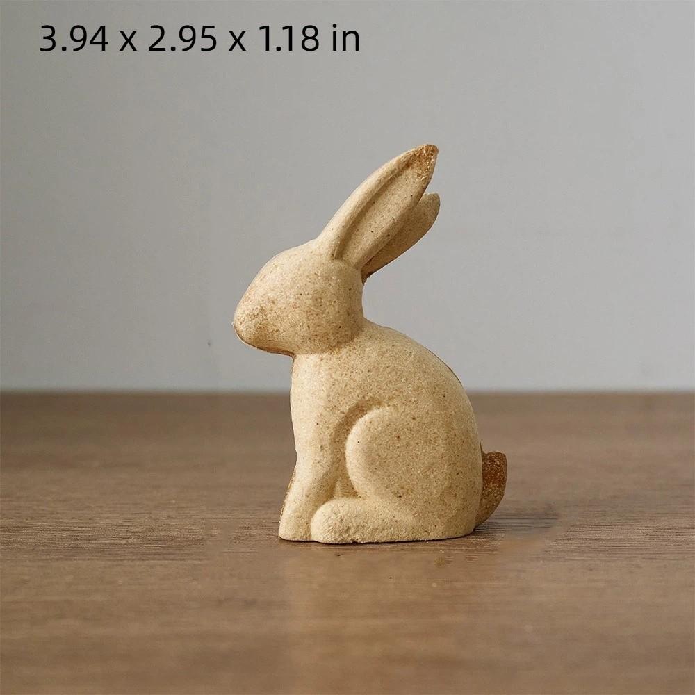 Hand-painted Wooden Bunny Statue Rooster Painting Rabbit Figure  Home Decoration