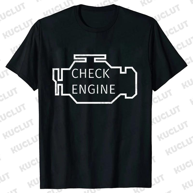 Oversized Men T Shirt Check Engine Oil Battery Print Harajuku Tshirt Hiphop Summer Streetwear Mechanic Repair Tshirt Y2k Top