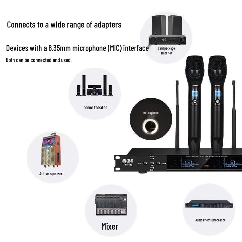 HuiDu Professional Dual Wireless Microphone System (CN Version)
