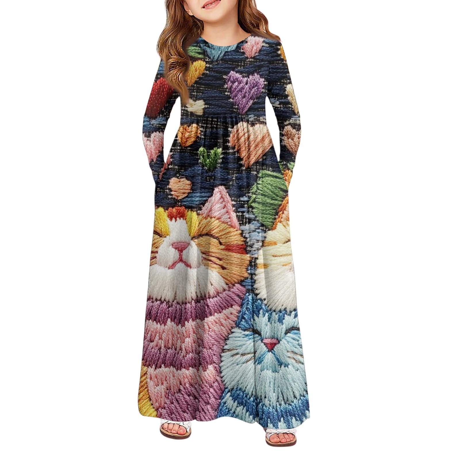 

Girls Maxi Dress - Long Sleeve Pocket Dress Valentine s Day 120