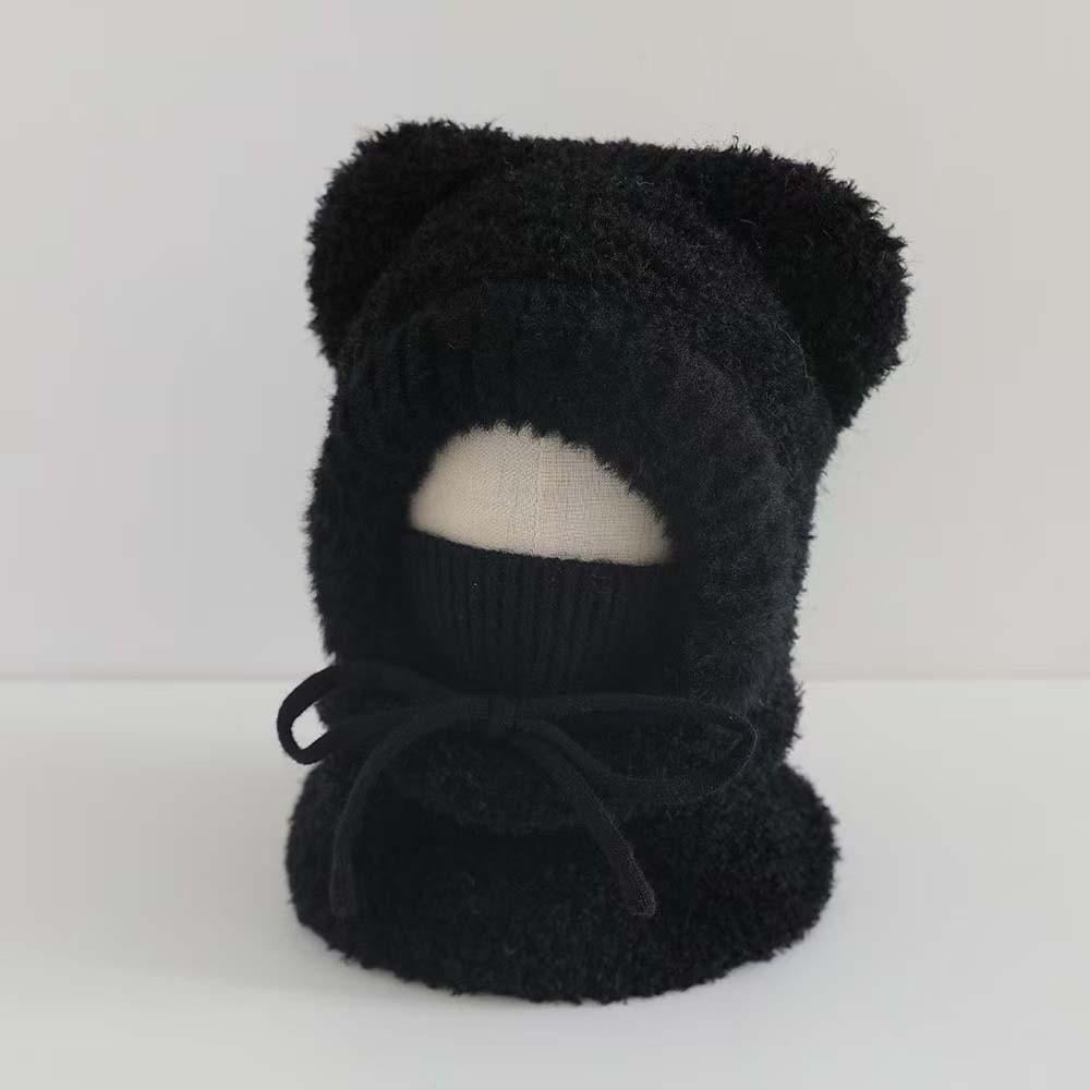 Thickened Hooded Scarf Hat Fluffy Neck Warmer Hat Kids Winter Beanie Travel