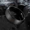 8mm Classic Black Brushed Matte Finish Stainless Steel Band Ring - Simple Stylish Men's Women's Ring