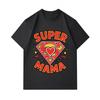 Men's 100% Cotton Crew Neck Short Sleeve T-Shirt, Funny Super Mama Heart Graphic Print Casual Tee, Lightweight Soft Breathable Top for Daily Family Pa