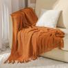 Soft Cozy Throws with Fringe Tassel Soft Luxurious Blanket, Cozy Decorative Farmhouse Knitted Throws, Breathable Accent Blankets for Bed and Sofa