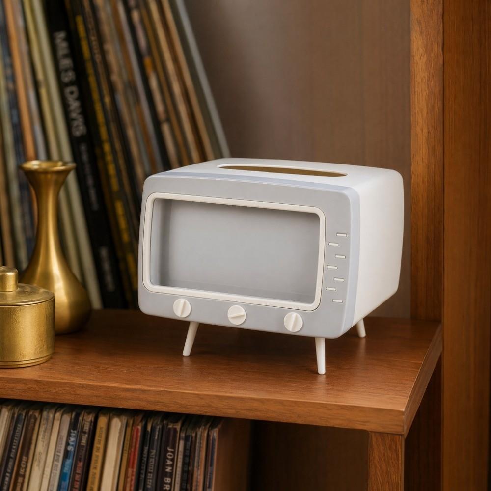 Square TV Desktop Tissue Box Phone Holder Napkins Holder Multi Functional Tissue Dispenser  Bedroom