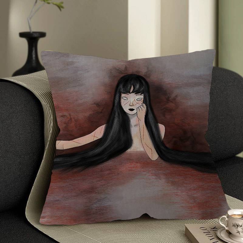 Junji Ito Kawakami Tomie Cushion Cover Polyester Sofa Cushions Decorative Throw Pillows Home Decoration Pillowcover