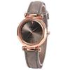 Elegant Women Vintage Matte Faux Leather Rhombus Crystal Stones Quartz Wrist Watch
