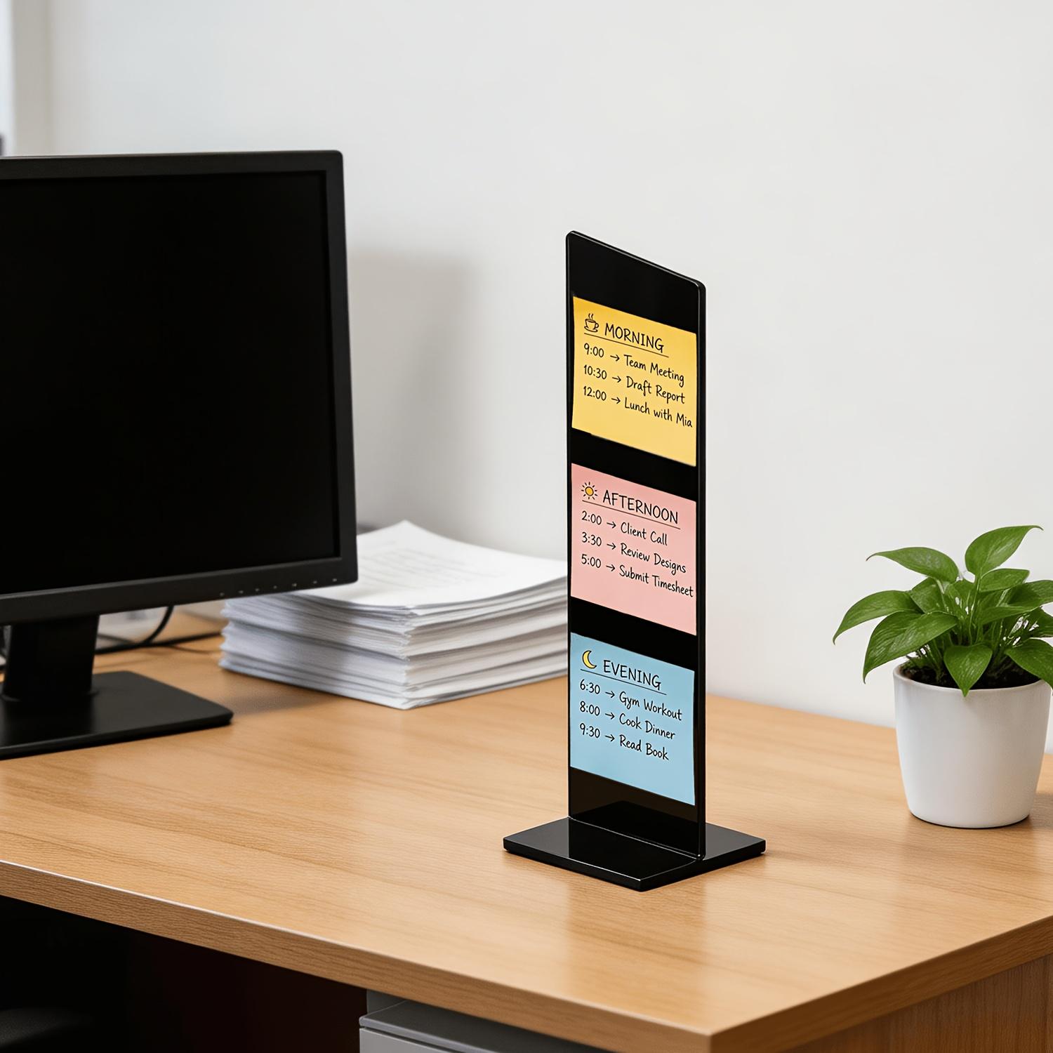 1pc of Detachable Transparent Acrylic Memo Board, Computer Screen Memo Clip Board, Message Board, Office Desktop Accessories чёрный