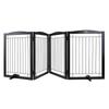 Free Standing Dog Gate 32x96.5 Inch Freestanding Pet Gate Foldable Brown