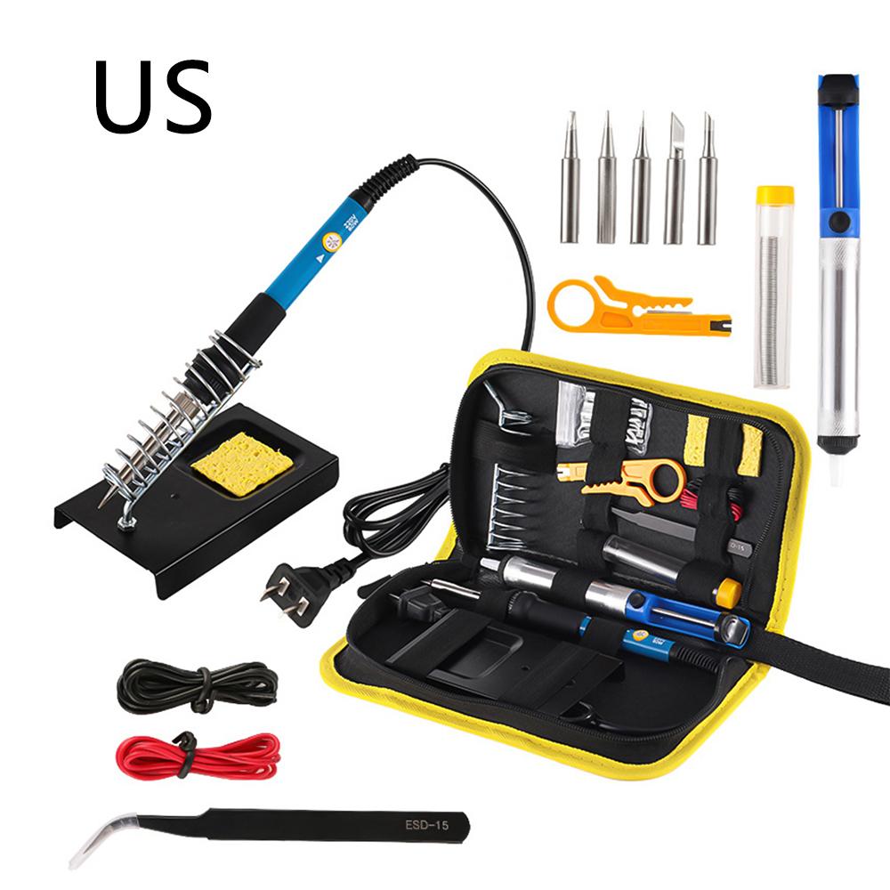 Soldering Iron Kit 60W Ceramic Heater 14 in1 Soldering Tool 200 to 450°C AdjustableTin Welding Machine with Tips Solder Wire