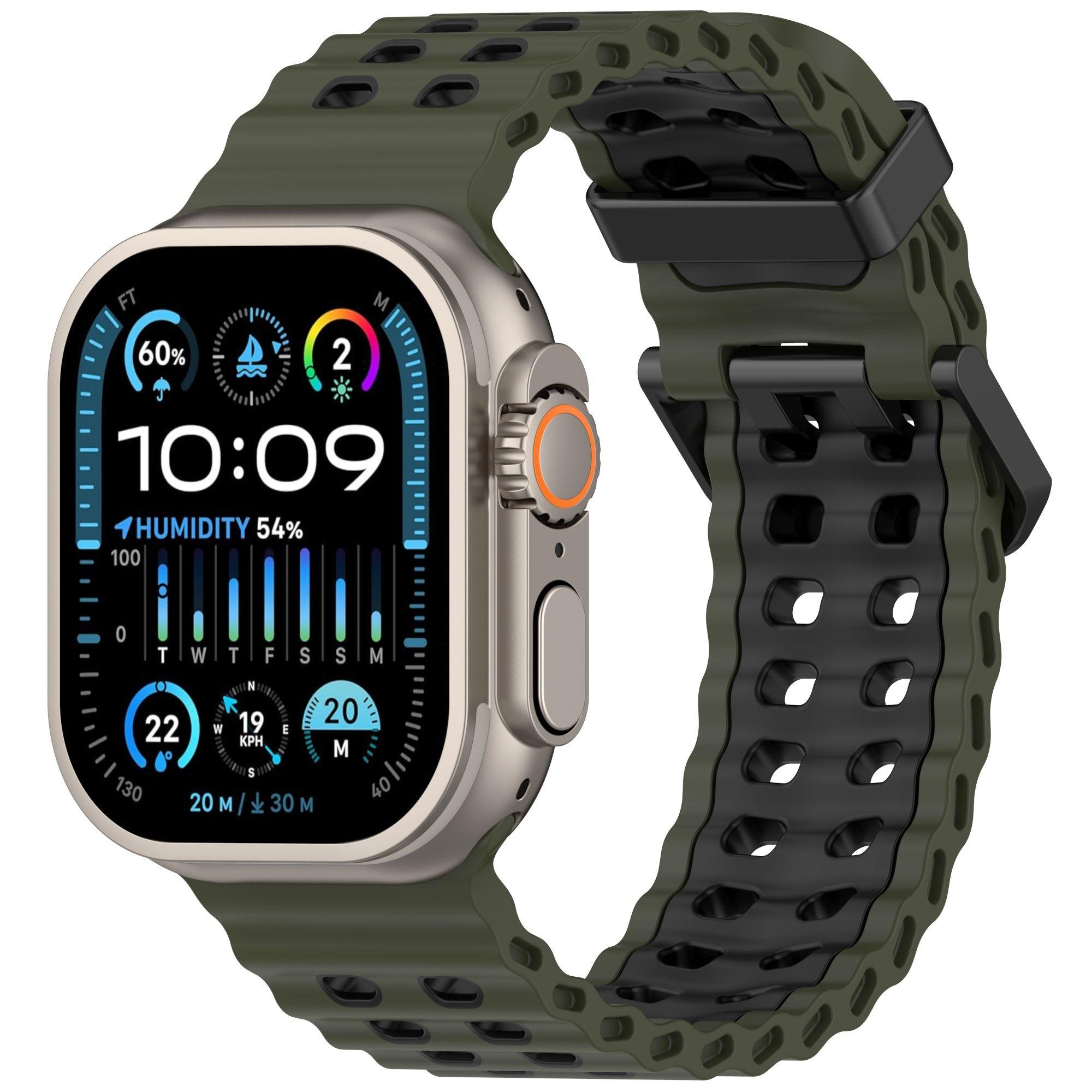

Two-Tone Silicone Ocean Watch Band for Apple Watch S10- Soft Breathable Durable Fashionable Watch Strap for iWatch 9/8/7/6/5/4/3/2/1/SE/Ultra/Ultra 2 46mm (s10)