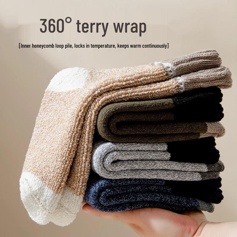 Meias Masculinas Super Grossas de Lã e Caxemira até o Meio da Panturrilha - Quentes para o Inverno, Acima do Joelho, Mais Veludo para Idosos